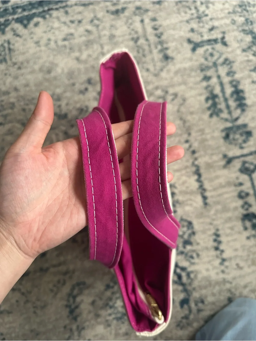 L.L. Bean Boat And Tote Canvas Bag 90's With Zipper vintage pink purple mauve